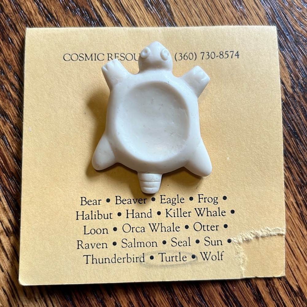 Soapstone Carved Turtle Pin/Pendant 2”